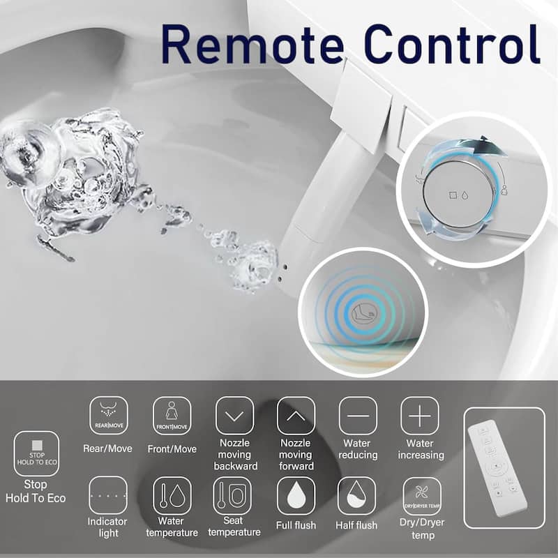One Piece Bidet Toilet for Bathrooms Smart Bidet Toilet with Warm Air Dryer Heated Seat LED Night Light Auto Open/Close Toilet