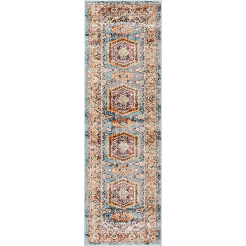 Well Woven Rodeo Roswell Bohemian Eclectic Area Rug - Blue - 2' 3" x 7' 3"