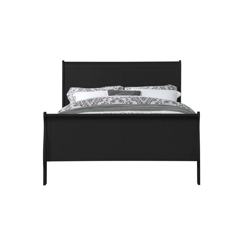 Transitional Style Solid Wood Platform Bed with Hand Selected Veneers and Antique Brass Hardware