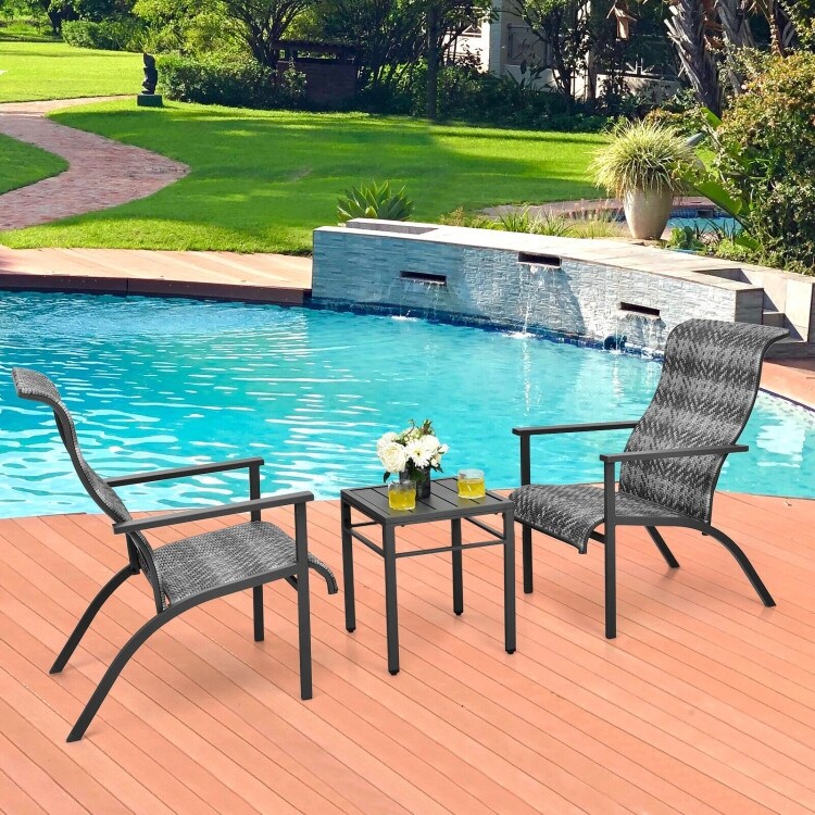High back deals rattan bistro set