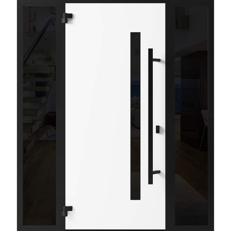 Front Exterior Prehung Steel Door Ronex 0162 Red Oak Entry Metal Painted W36xH80 Left hand Inswing