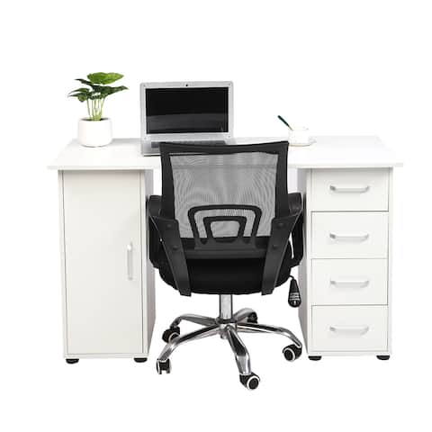 One Door Four Drawers Computer Desk White