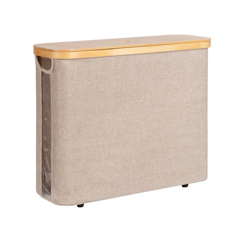 Freestanding Toilet Paper Holder for 9 Mega Rolls, Bathroom Storage Basket With Side Window - 17.5"L x 6"W x 13.75"H - Brown