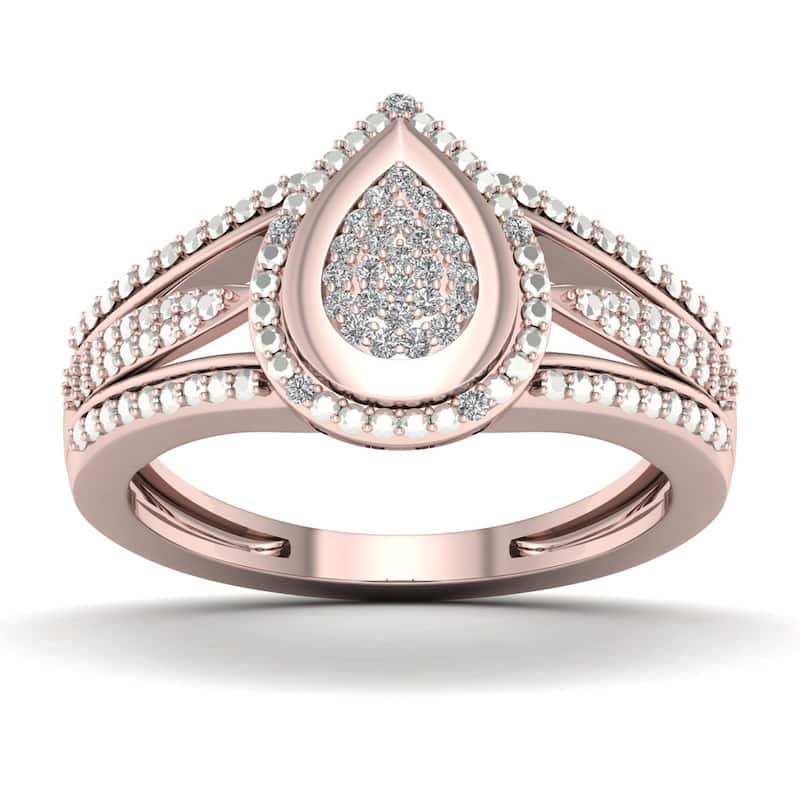 1/10ct TDW Diamond Pear Shape Engagement Ring in 10k Rose Gold for Women - Rose Gold