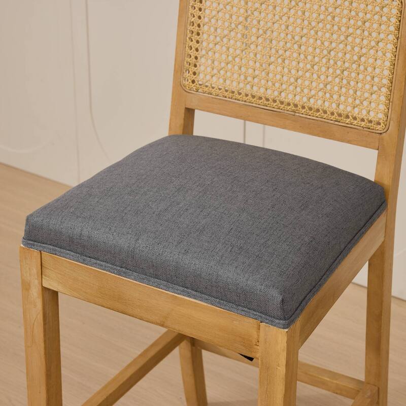 Roomfitters French Country Dining Chairs Set of 2 with Rattan Back and Upholstered Seat, Wood Side Chairs for Kitchen