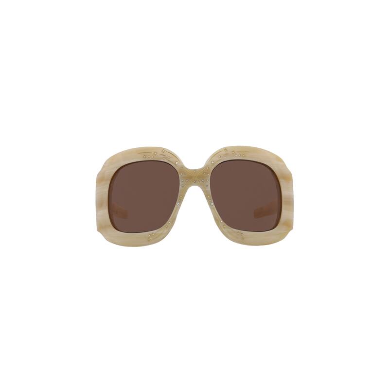 Gucci Shield-Frame Acetate Sunglasses - Beige Beige Brown - Multi - Brown Lens