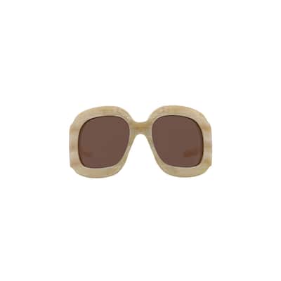 Gucci Shield-Frame Acetate Sunglasses - Beige Beige Brown - NS