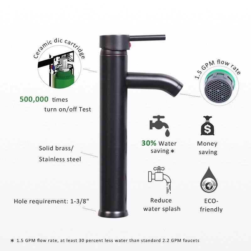 Eclife Modern Bathroom Sink Tempered Glass & Ceramic Artisan Basin for Vanity