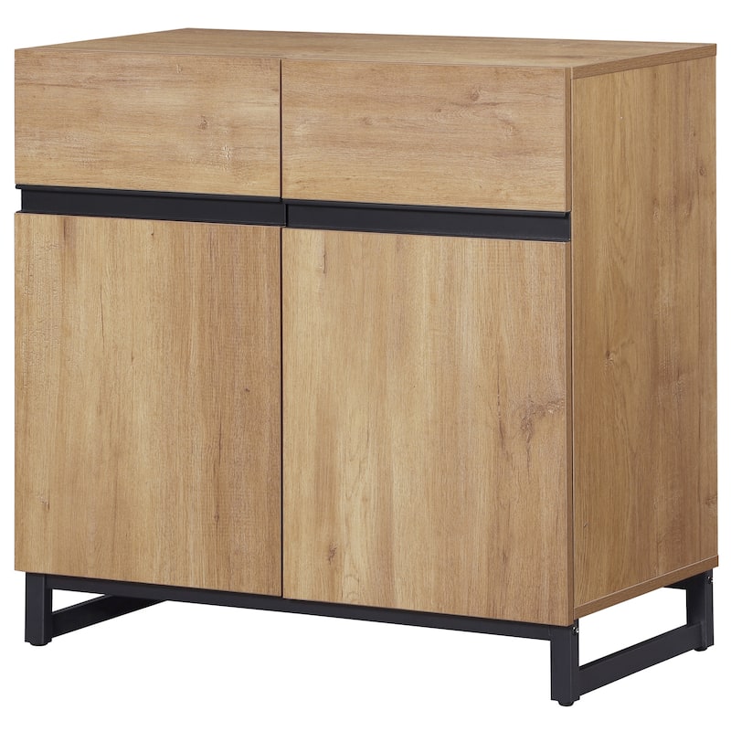 WAMPAT Storage Cabinet, Modern Sideboard with Adjustable Shelf and Metal Base