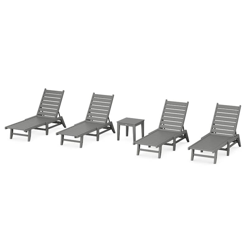 POLYWOOD 5-Piece Canyon Chaise Lounge Set - Slate Grey