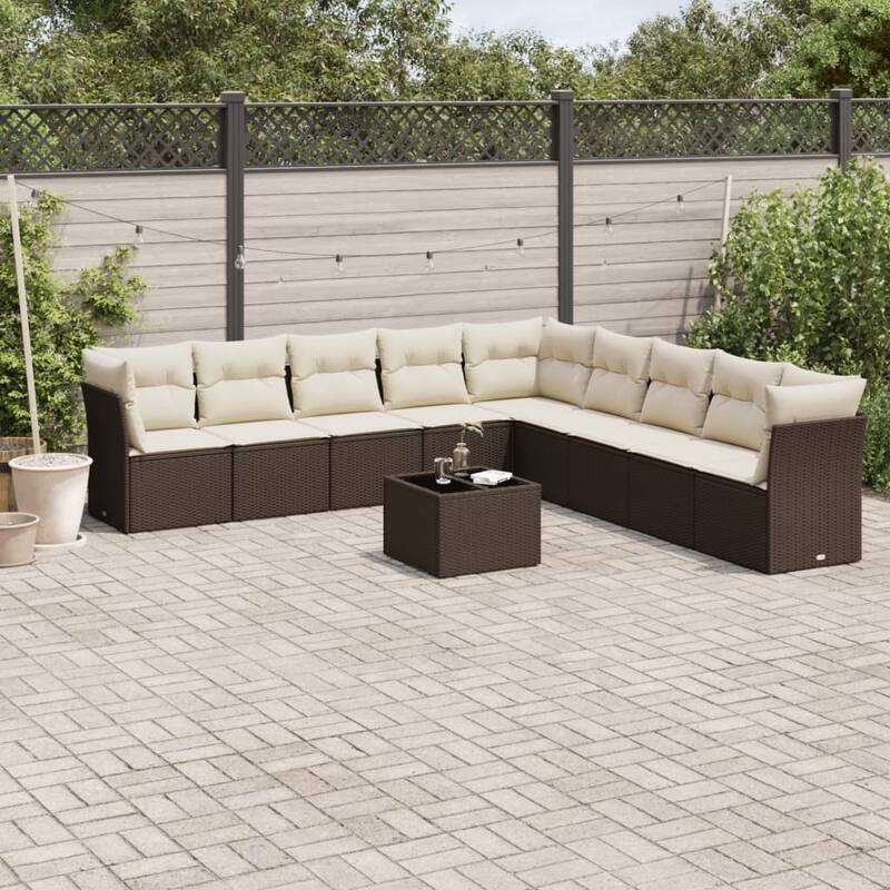 vidaXL Garden Sofa Set Brown PE Rattan Large Modular Garden Sofa Set - 21.7 x 21.7 x 14.6