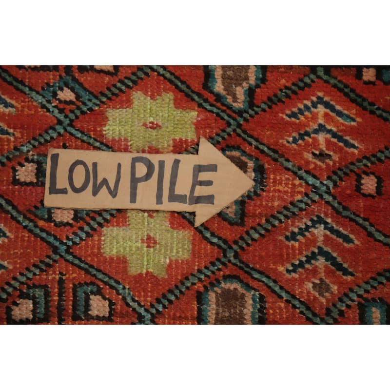 Hand Knotted Oriental 100% Wool Carpet Traditional Geometric Oranges & Rust Ardebil Area Rug - 4' 6'' X 3' 2''