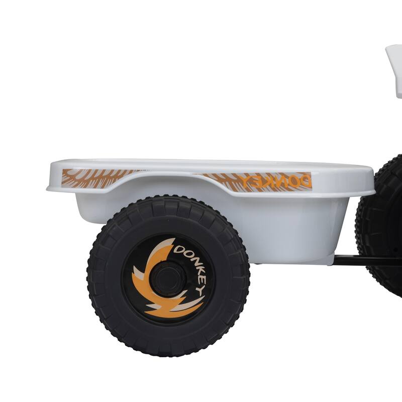 Electric 6V ATV Ride-On for Kids with Trailer, Bluetooth, Music, and Power Display, White, Ages 3-6