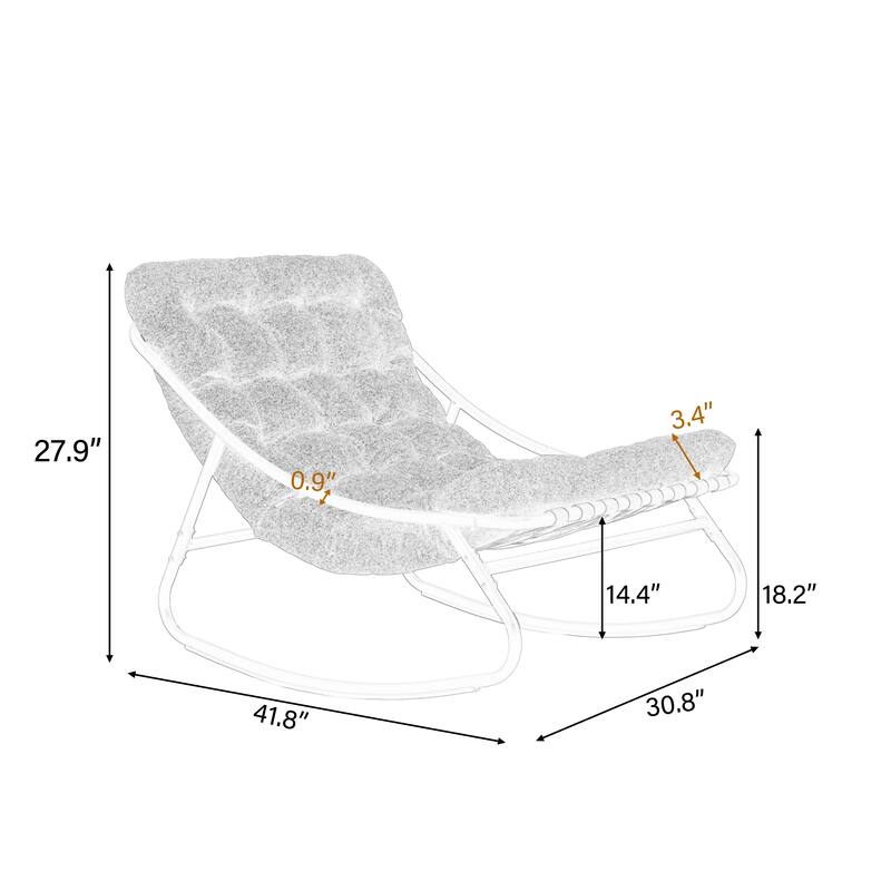2 Set Outdoor Patio Scoop Rocking Lounge Chair with Cushions