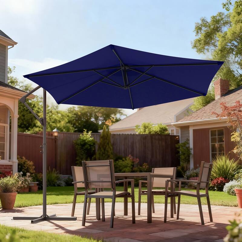 Sonkuki Outdoor 10FT Patio Offset umbrella for Garden - Navy Blue