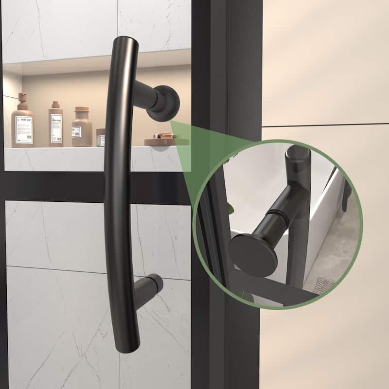 Modland 42" / 48" x 71''H Grid-pattern Pivot Shower Door - Silent Seal, Textured Glass, 4" Adjustable Frame