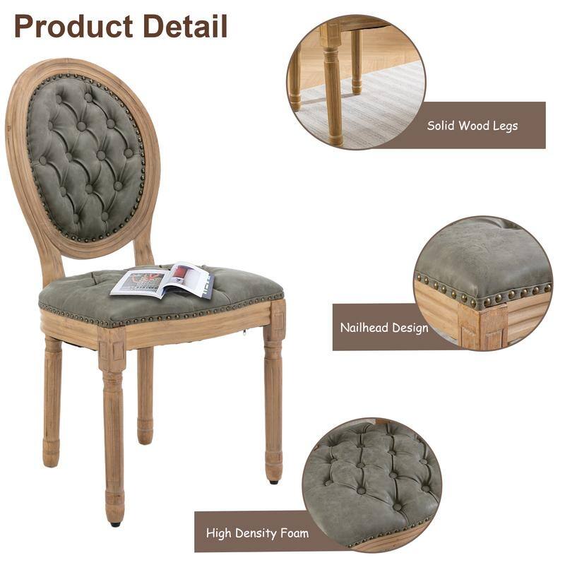 French Style Solid Wood Dining Chair with Nailhead Set of 6