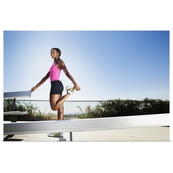 "Athletic woman stretching" Poster Print