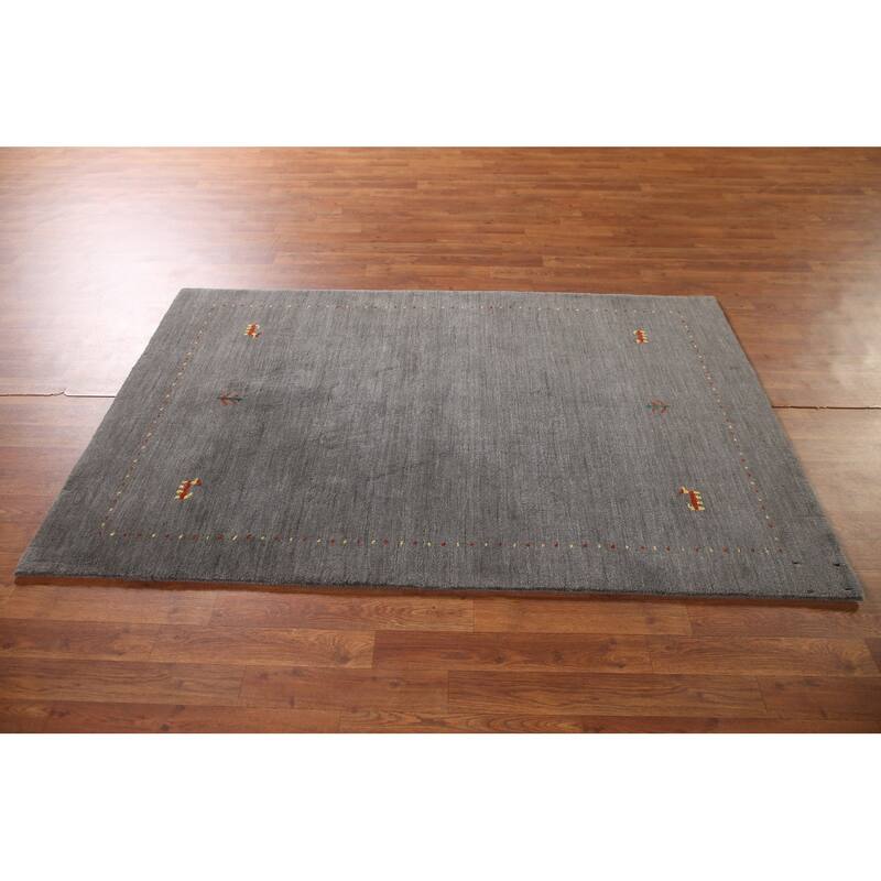 Tribal Gray Gabbeh Oriental Accent Rug Wool Carpet - 3'10"x 6'1"