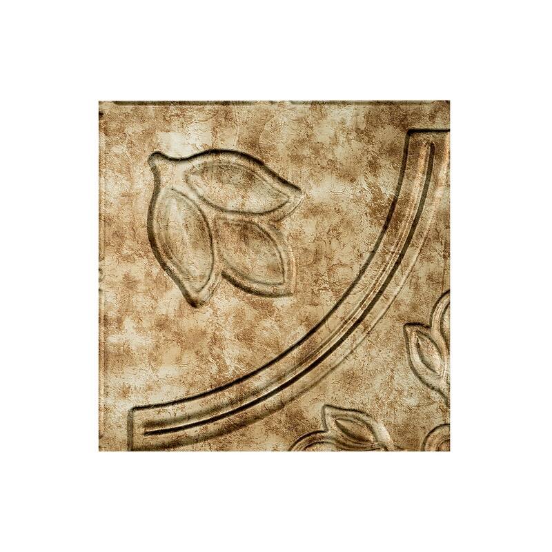 FASÄDE Traditional Style 5 Decorative Vinyl 2ft x 4ft Glue Up Ceiling Panel in Bermuda Bronze (5 Pack) - 12in x 12in Sample - Bermuda Bronze