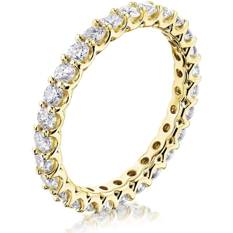 Annello by Kobelli 14k Gold Natural Diamond Deep U-Prong Eternity Ring (GH/I)