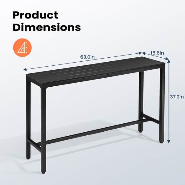 dimension image slide 1 of 14, Pellebant Patio Outdoor Bar Table Rectangle Pub Table Dining Table