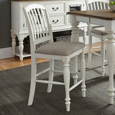 Cumberland Creek Nutmeg White Slat Back Counter Chair (Set of 2)