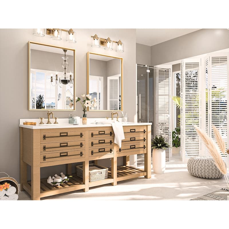 KEONJINN Modern Metal Framed Bathroom Vanity Wall Mounted Mirror - 22x30 - Gold