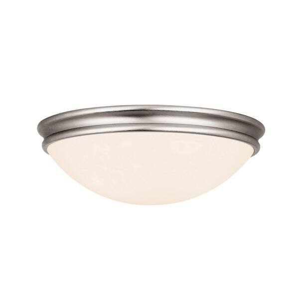 slide 2 of 7, Access Lighting Atom - 1-Light 11" Flush Mount - Brushed Steel Finish - Opal Glass Shade Silver