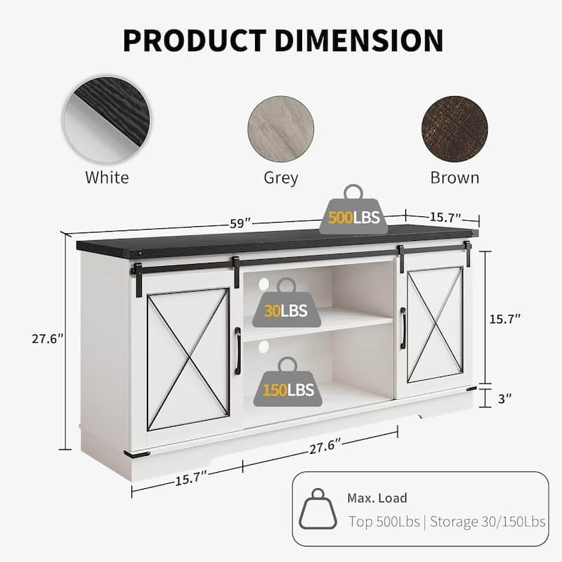 Modern Farmhouse TV Stand and Entertainment Center for TV Up to 65 Inches - N/A
