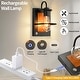 preview thumbnail 2 of 4, Set of 2 wall light black hallway light metal, faux wood bedroom light