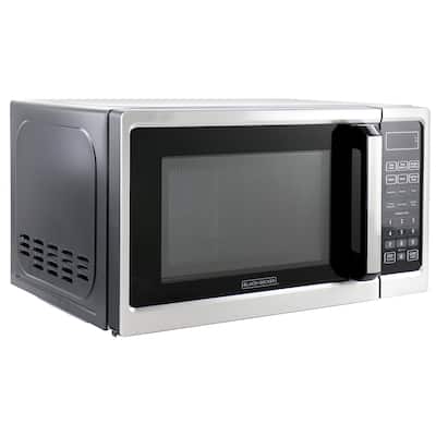 700W Digital Microwave Oven With Turntable in Stainless Steel Silver