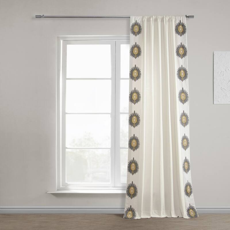 Exclusive Fabrics Mayan Solid Cotton Bordered Curtain (1 Panel)