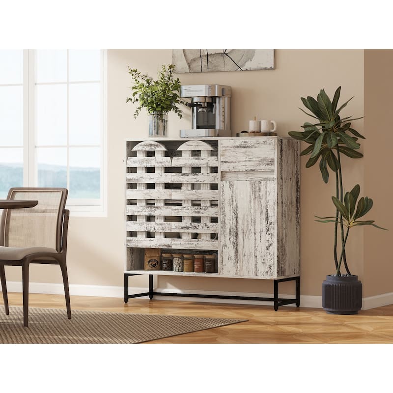 44.3"Sideboard Cabinet With Storage,Coffee Bar Console Table With Storage,Storage Cabinet With Arched Lattice Doors And Drawer