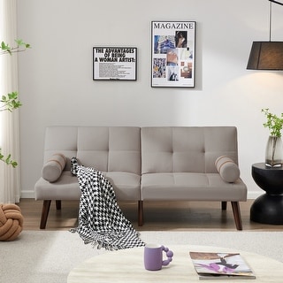 Convertible Sofa Bed Futon with Solid Wood Legs Linen Fabric - On Sale ...