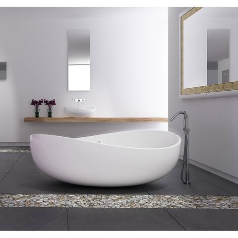 Newport 71" Solid Surface Freestanding Soaking Bathtub in White, Gray, Black