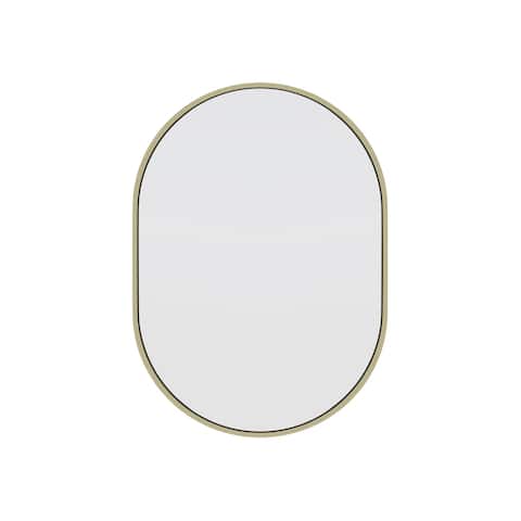 Glass Warehouse 28 in. H x 20 in. W Pill Shape Stainless Steel Framed Mirror