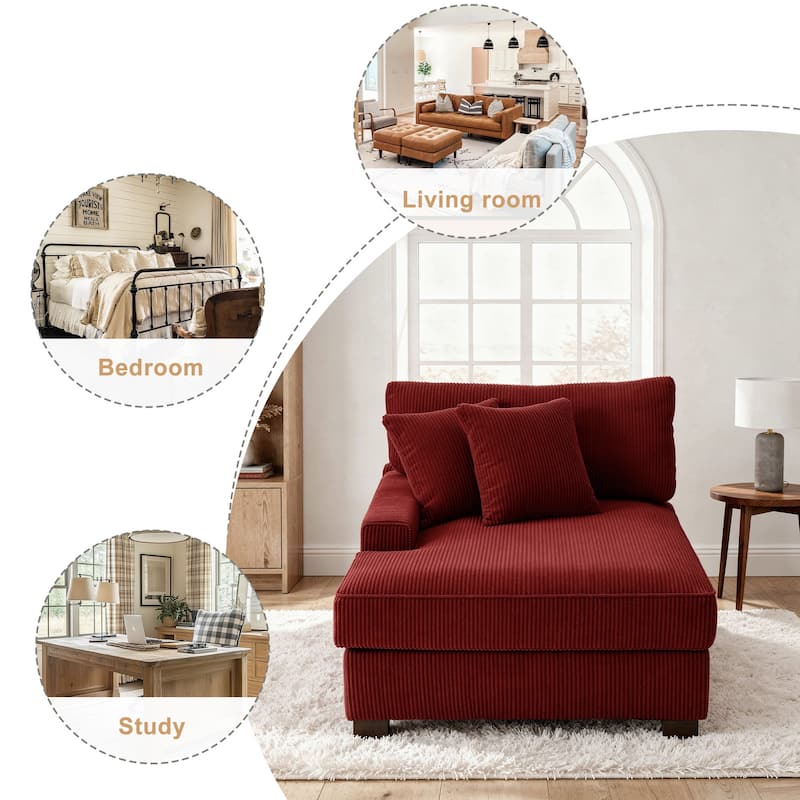 Corduroy Chaise Lounge Chair Upholstered Indoor Lounger Sofa
