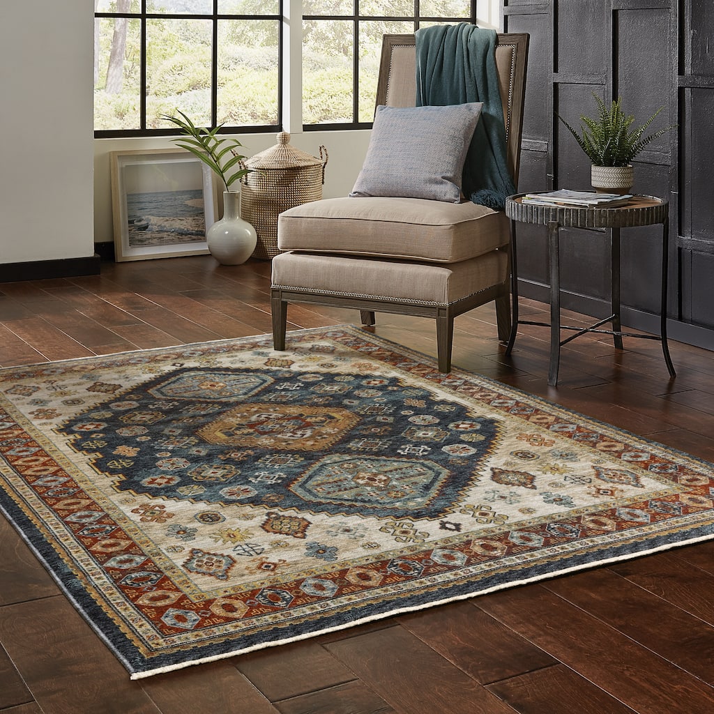 Style Haven Amelie Traditional Medallion Blue/ Multi Indoor Area Rug