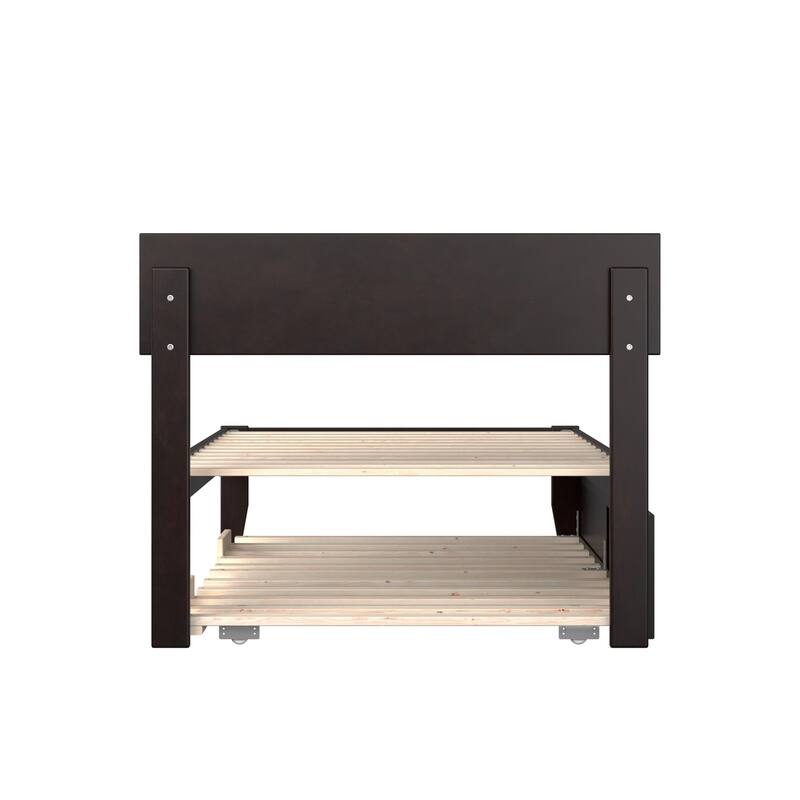 Modern Bed with Trundle - Solid Wood Platform Bed Frame - Full Size Bed - Contemporary Bedroom Furniture