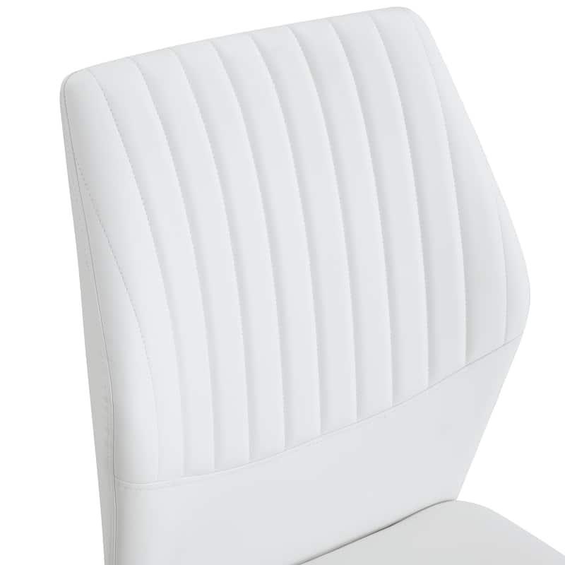 Luxury Simple Chair Set of 6 PU High Resilience Dining Chair with Metal Silver Leg Kitchen Armless Side Chair