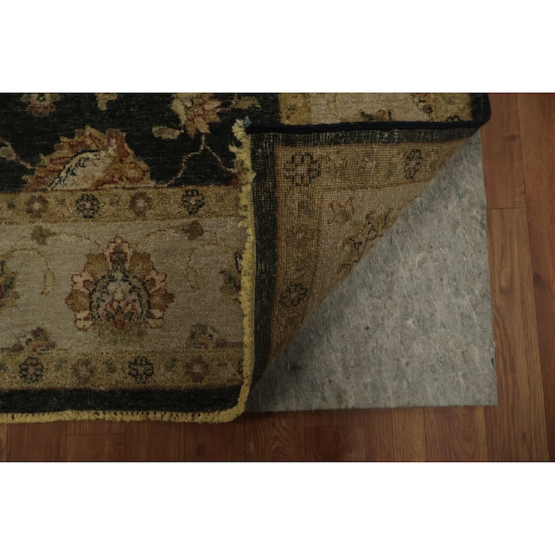 Hand Knotted Oriental 100% Wool Carpet Traditional All-Over Black Peshawar Area Rug - 9' 1'' X 5' 11''