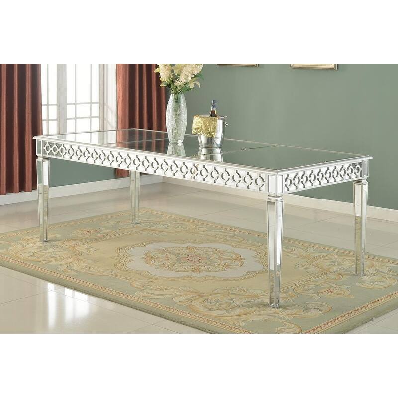 Best Master Furniture Silver Mirrored 84 Inch Dining Table