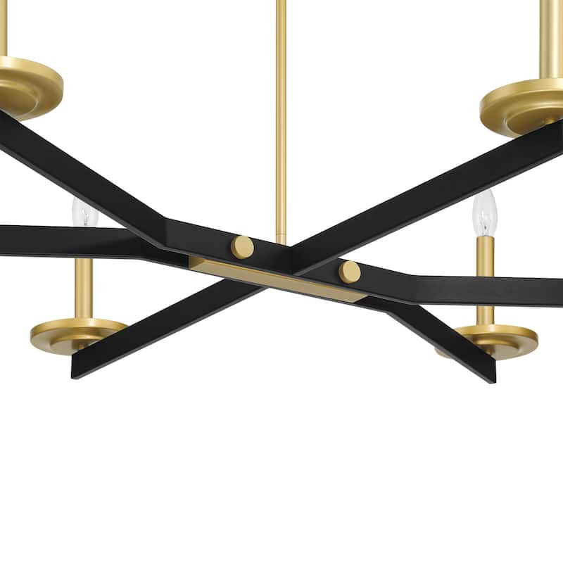 37-inch Modern Black/ Gold 6-light Candle Chandelier with UL Certified - 37 inches