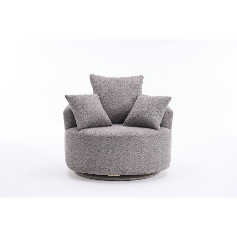Swivel Compression Chair, Gray, Fabric/Foam/Wood, 39x28x27 inches