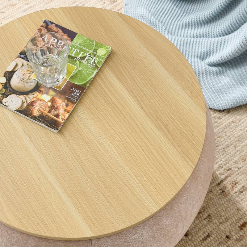 2 in 1 Function Modern Round Storage Ottoman End Table