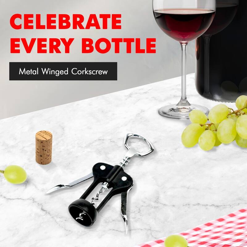 Chef Craft Chrome Winged Corkscrew Wine Bottle Opener