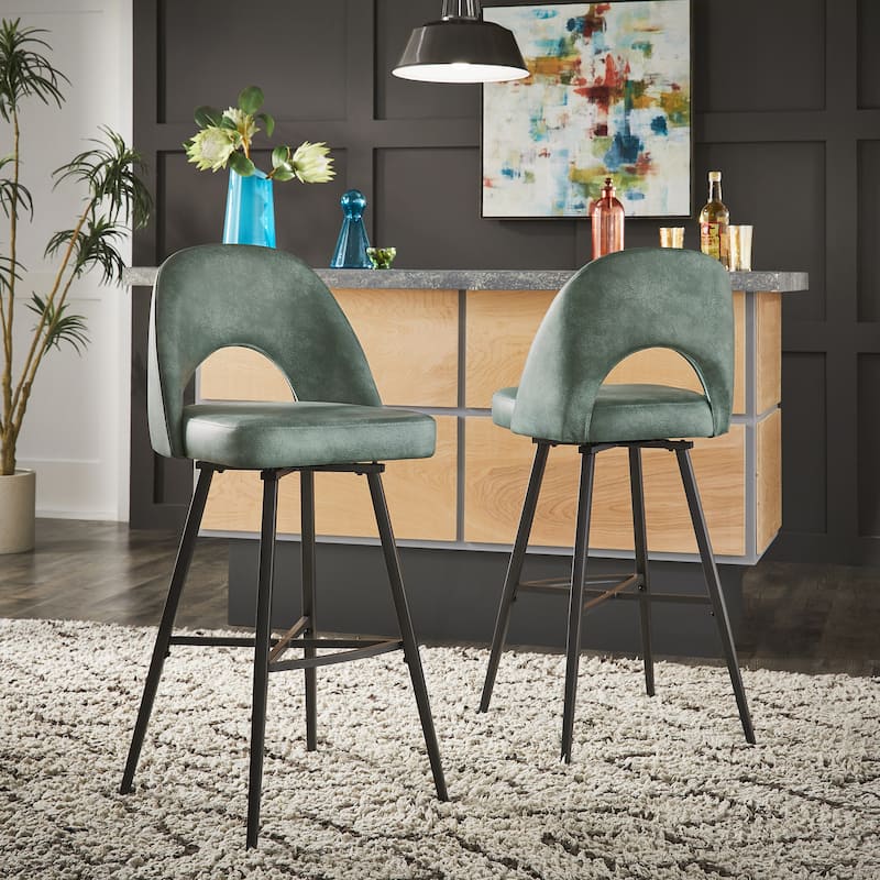 Presley Metal Fabric Swivel Bar Stools (Set of 2) by iNSPIRE Q Modern