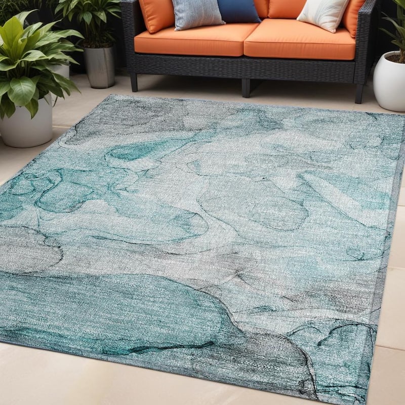 Lalu Unique Abstract Weather Resistant Timeless Fusion Outdoor Rug - 5' X 8' - Multi