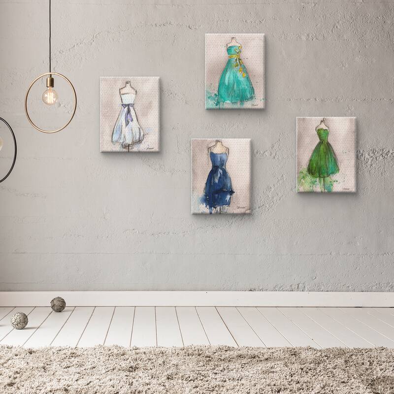Aqua Dream, Little Blue Dress, Emerald Green, White Dress by Lauren Maurer Canvas Art Prints